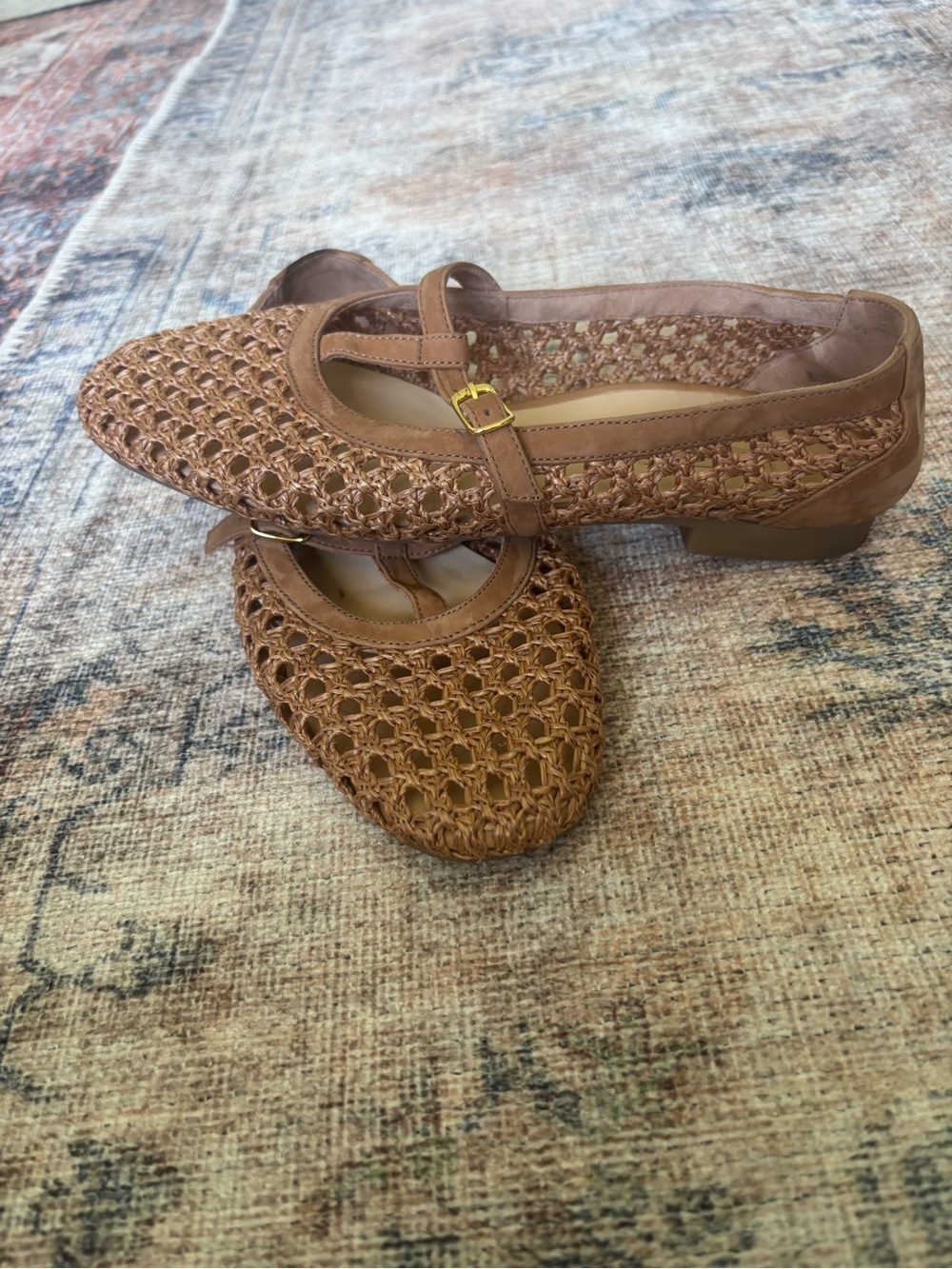 Paul Green Woven T-Strap Flats in Tan - Picture 10 of 16